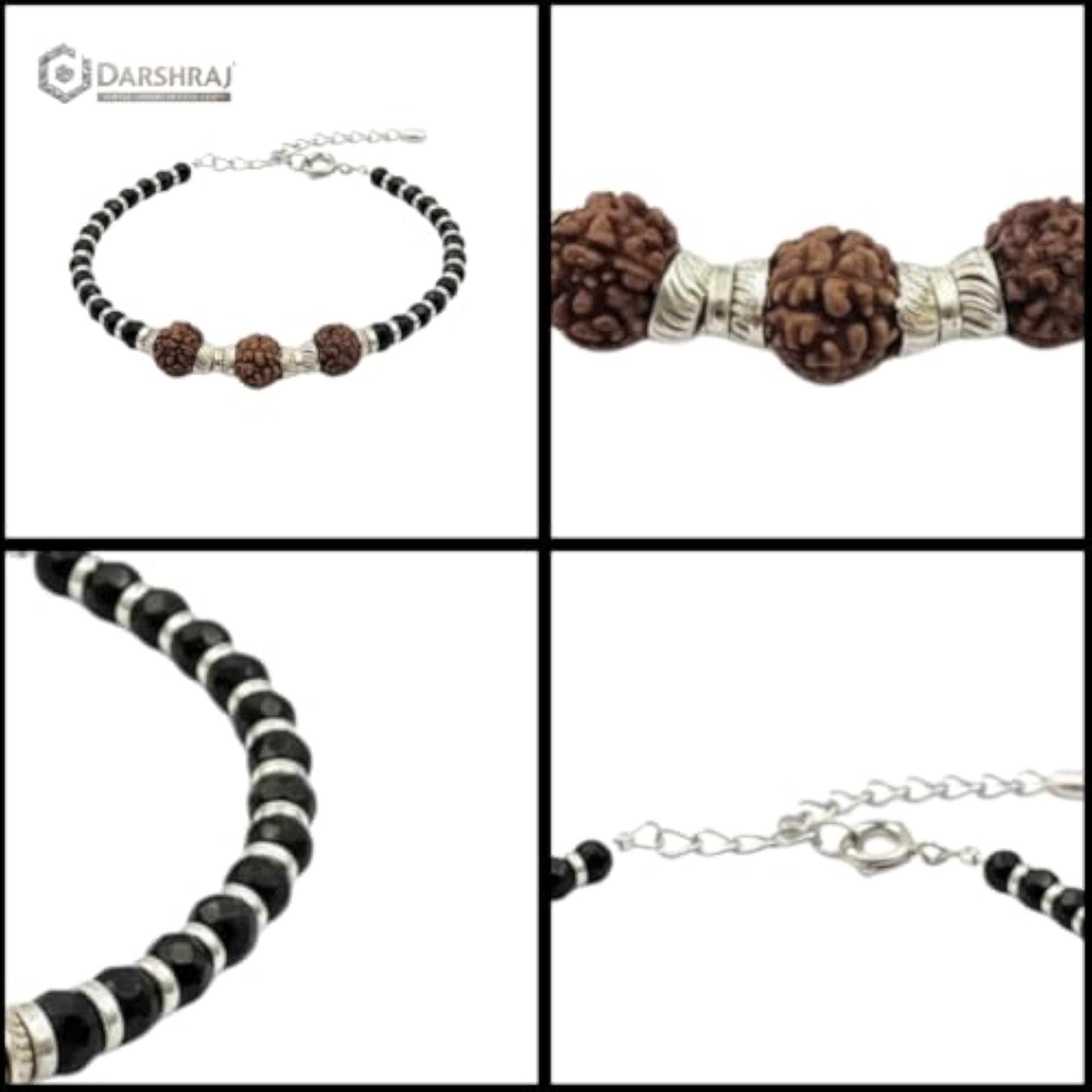 925 Sterling Silver Baby Bracelet with Rudraksha Beads