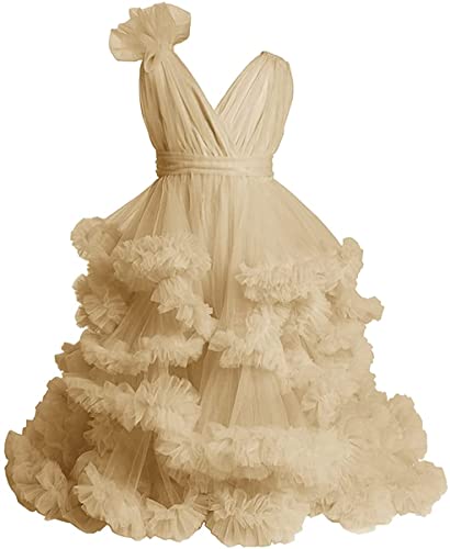Junguan Flower Girls Ruffle Puffy Pageant Dress Long Princess Prom Party Gown