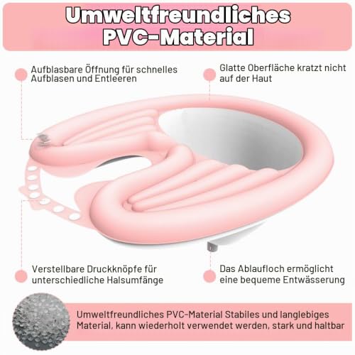 Foto von Gobesty Aufblasbares Haarwaschbecken, Mobiles Shampoo Waschbecken, Faltbares Haarwaschbecken, Tragbares Haarwaschwanne Waschbecken mit Luftpumpe und Drainage für Behinderte, ältere, Schwangere