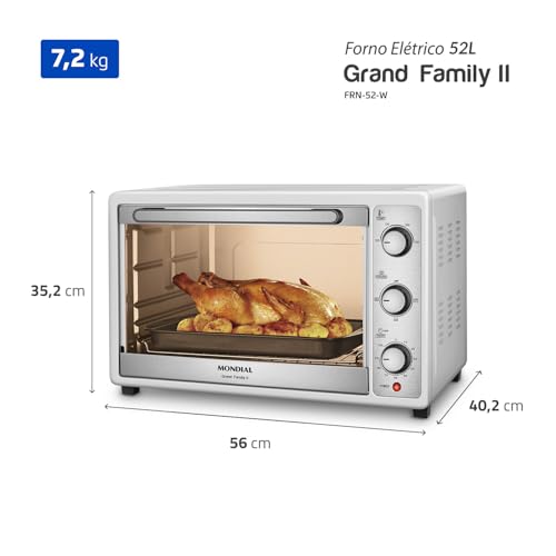 Forno Elétrico 52L Grand Family II, Mondial, Branco/Inox, 1800W, 127V - FRN-52-W - Imagem 8