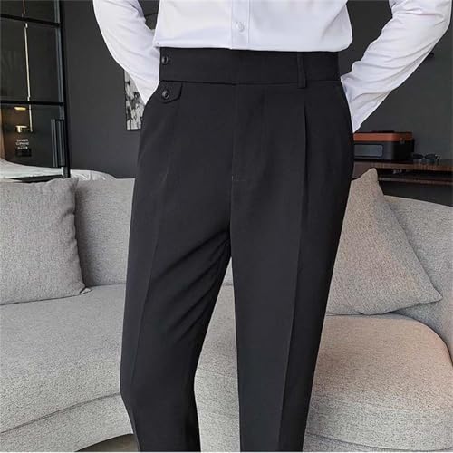 Men's Business Trousers Lightweight Twill Slim-Fit Straight Pants Regular Fit Versatile Tapered Pants with Pockets 5