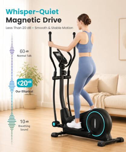 Image of Dripex Elliptical Exercise Machine, Hyper-Quiet Magnetic Elliptical Machine for Home, 15.3 inch Stride Elliptical Training Machines with 16 Levels Resistance, 17.64LBS Flywheel, Pulse Sensor