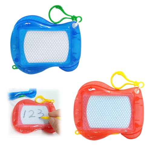 OUDQFCJ 2 Pcs Mini Zaubertafel für Kinder Rucksack-Schlüsselanhänger-Clip Maltafel Zaubertafel Löschbare Kritzel- und Maltafel für Jungen und Mädchen Kleine Geschenke