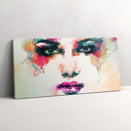 Impression visage femme abstraite tableau déco murale toile 120x60cm