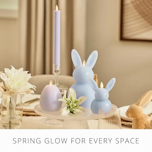 Image of Luminara Easter Bunny Candle- 4.5 inch x 4.5 inch x 8.5 inch- Flameless Real-Flame Holiday-Inspired Decor- AA Batteries- Flickering LED Flame (Cashmere Blue)