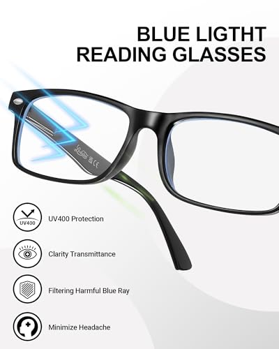 Image of LADEESSE 5-Pack Reading Glasses for Women - Blue Light Blocking Readers for Computer Eye Strain Anti-Glare Men Woman Reader Eyeglasses /W Spring Hinge Bluelight Glass Eyes Protection(Mix Color, 2.0)