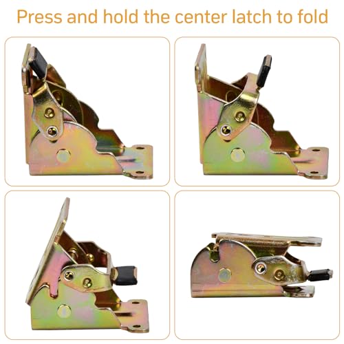 4 Pack Folding Table Leg Brackets Heavy Duty, Self Locking Hinge Hardware, 90° Folding Support Brackets with Screws - Image 4