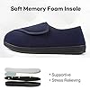 LongBay Men's Diabetic Wide Fit Memory Foam Slippers Comfy Warm Plush Fleece Arthritis Edema Swollen House Navy Blue 10UK #2