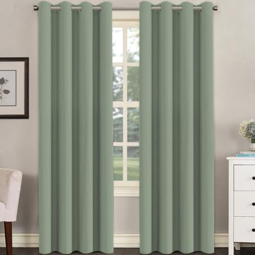 Image of H.VERSAILTEX Blackout Curtain for Living Room Thermal Insulated Window Treatment Curtain Extra Long 84 inch Length Energy Saving Solid Grommet Top Blackout Drape, One Panel, Cyan, 52 inch W x 84 inch L