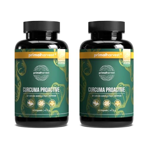 Cúrcuma Complex de Primal Harvest: suplemento vegano con 450 mg de extracto de cúrcuma y pimienta negra. Para hombres y mujeres. Contiene 60 cápsulas. (2 Pack (60 Count))