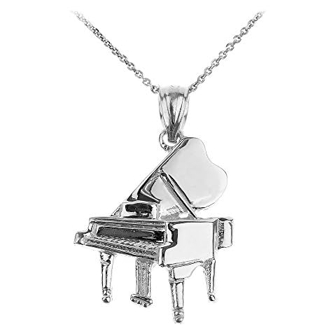 925 Sterling Silver Music Charm Grand Piano Pendant Necklace silver Cover