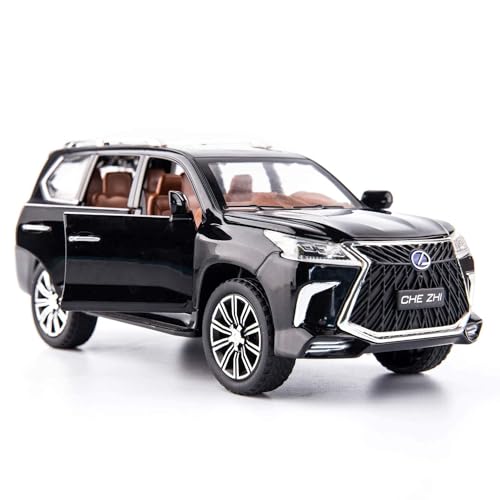 Image of Invite Enterprise Alloy Metal Pull Back Die-Cast Car 1:24 Big Lexus Lx570 Diecast Metal Pullback Toy Car With Openable Doors, Light Music Boys Gifts Toys For Kids(1:24 Lx570 - Black)