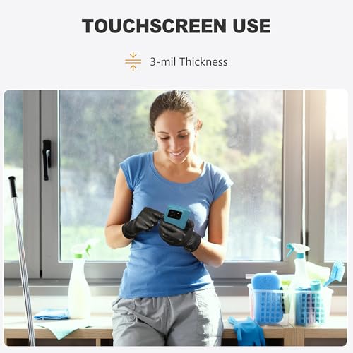 SWIFTLITE Disposable Vinyl Gloves, 200-Count Food Safe Gloves, Latex-Free Powder-Free Black Plastic Gloves for Cooking, House Cleaning, Food Prep, 3-mil Large