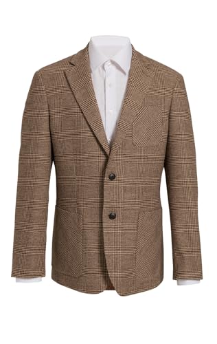 Dobell Mens Brown Tweed Jacket Regular Fit Wool Blend Prince of Wales Check-44R