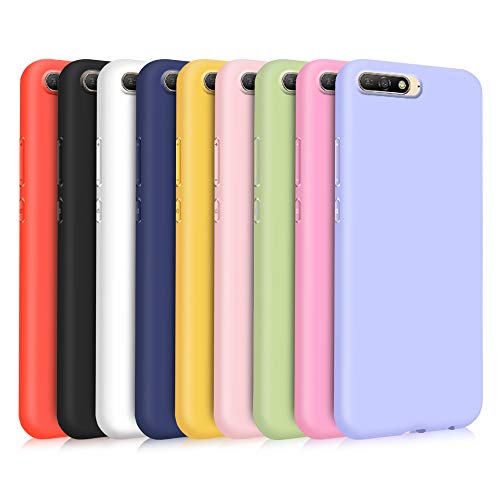 TVVT 9X Funda para Huawei Y6 2018, Ultra Delgado Color Carcasa Premium Ultraligero Suave Silicona TPU Protectora Espalda Case Cover Anti-Rasguños Anti-Choque