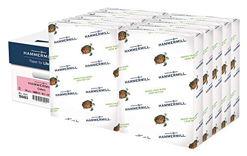 Hammermill Colored Paper, 24 lb Pink Printer Paper, 8.5 x 11-10 Ream (5,000 Sheets) - Made in the USA, Pastel Paper