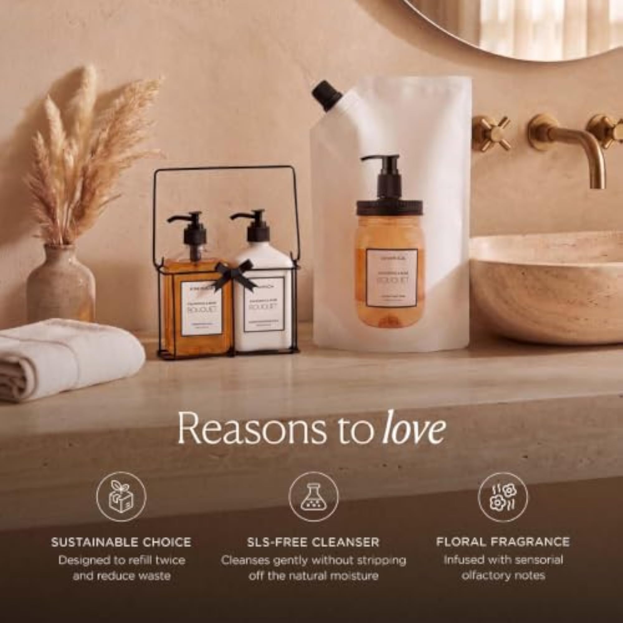 Bouquet Hand Caddy Set & Refill Duo, Vegan Luxury Hand Care Set