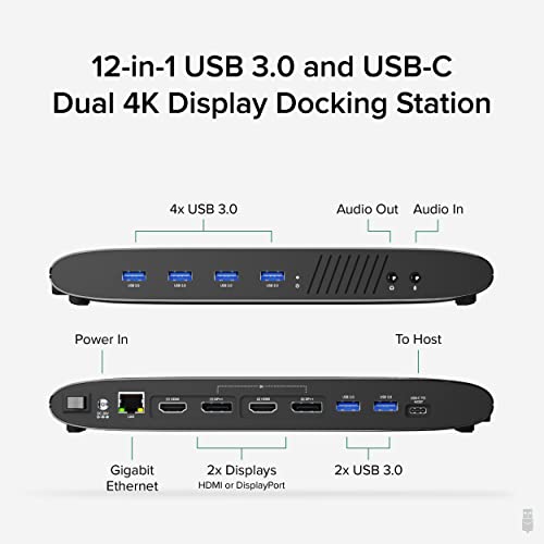 image for Plugable Universal Laptop Docking Station, 4K Dual Monitor, DisplayPor