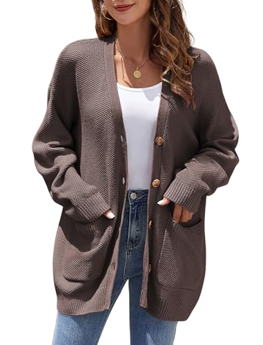 Image of ZAFUL Womens Open Front Cardigan Sweater Button Down Oversized Knit Loose Casual Chunky Pocket Outwear Coats