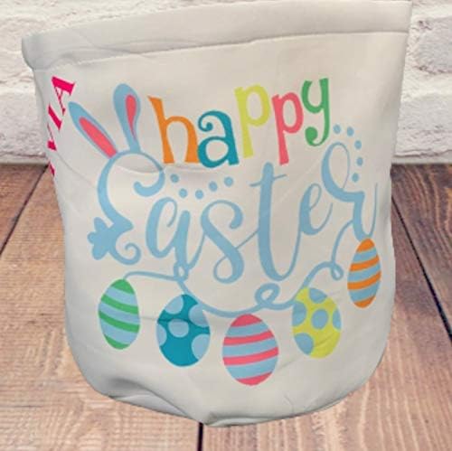 Miniatura 4 de Personalized Easter Baskets for Kids Empty - Bucket for Egg Hunting - Custom Name - Canvas Pail with Handles