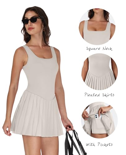 Image of NIASHOT Athletic Dress for Women with Shorts Sleeveless Womens Golf Dress