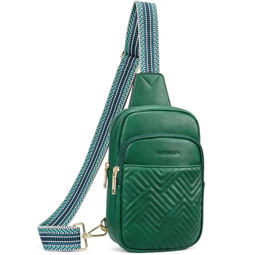 BOSTANTEN Sling Bag Quilted Crossbody Bags for Women Cross Body Purse Leather Fanny Pack with Adjustable Guitar Strap