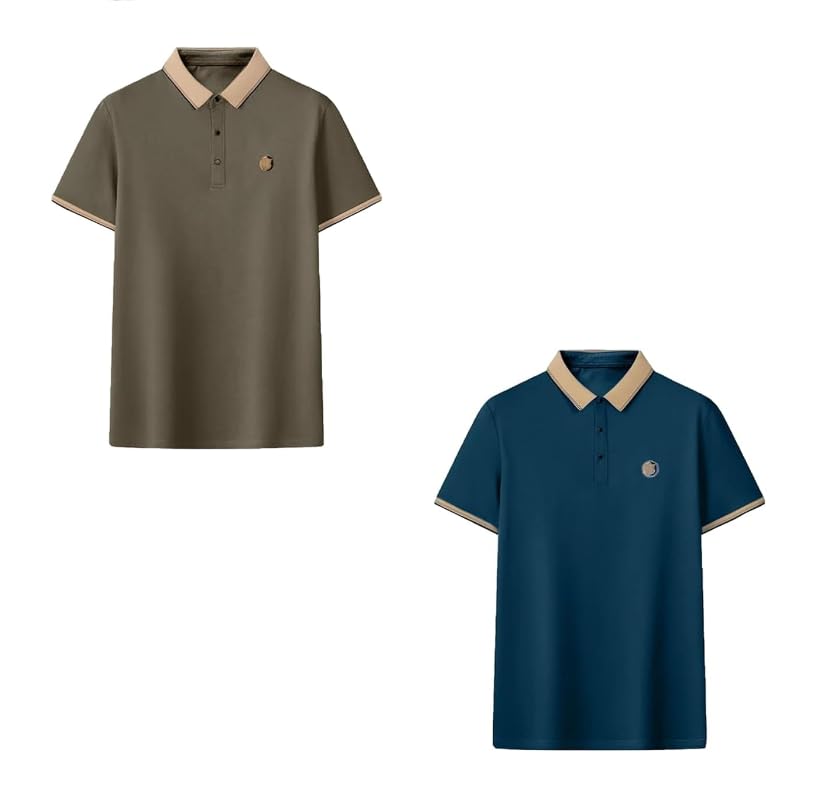 2PCS Men's Ice Silk Breathable Embroidered Polo, Gentclassic - Men's Breathable Ice-Silk Stretch Shirt (4XL,03)