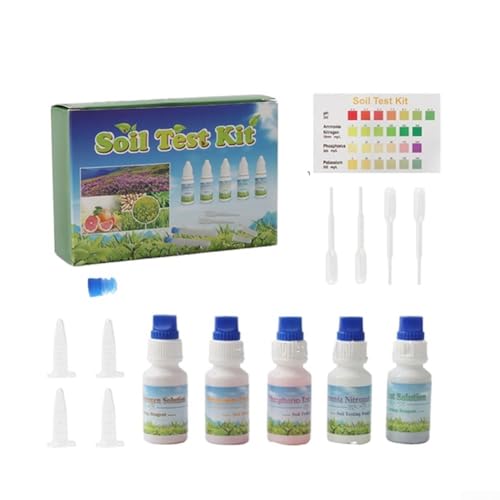Oniissy Kit per test del suolo da 10 ml, soluzione per misurare il pH, test di giardinaggio agricolo, identificare facilmente correttori e fertilizzanti del suolo, pH, azoto, fosforo, potassio