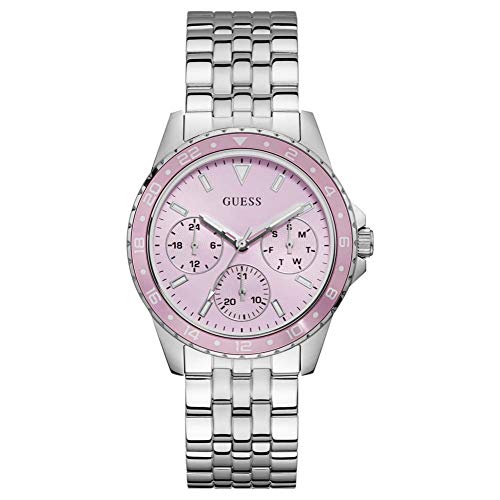 Guess W1187L2 ���f�B�[�X �X�e�����X�X�`�[�� ���@�\ �s���N�_�C���� �A�i���O�r���v