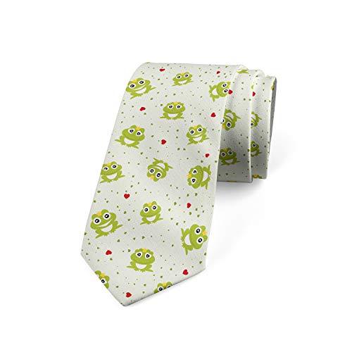 Lunarable Men's Tie, Frog Prince on Dotted Heart, Necktie, 3.7