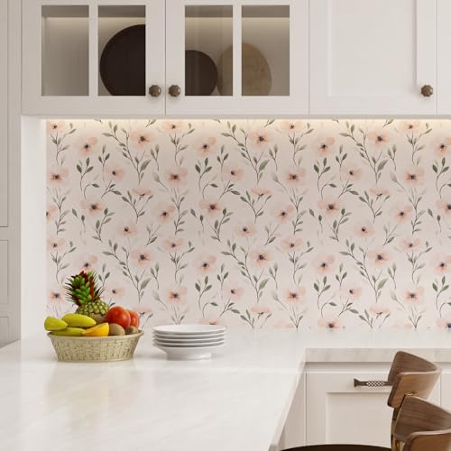Papier peint floral rose vintage pour rénover une armoire sans colle : vinyle 40x300 cm