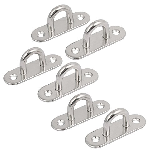 Aexit 304 Stainless Home Hardware Steel 8mm Thick Ring Oblong Sail Shade Pad Eye Plate Boat Rigging 6pcs Model:60as408qo412