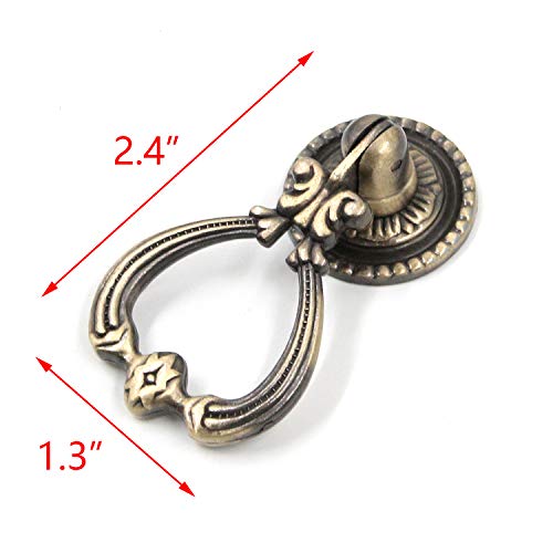 Farboat 4Pcs Tear Drop Knobs Pull Handles Pendant Antique Decorative Zinc Alloy Metal Hardware For Furniture Cabinet Drawer With Screws(Bronze) #TOP1