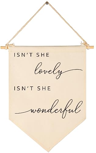 Image of Isn't She Lovely-Flag Decor Gift for Girls Baby Newborn -Banner Pennant Wall Sign Gift for Nursery Baby Room Playroom Bedroom
