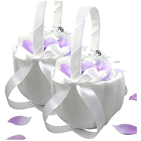 EinsSein 2X Streukörbchen Hochzeit Weiss Julia Blumenkinder Hochzeit Blumenkorb Blumenkörbe Blumenmädchen Blumendeko Basket Girl Flower Cover