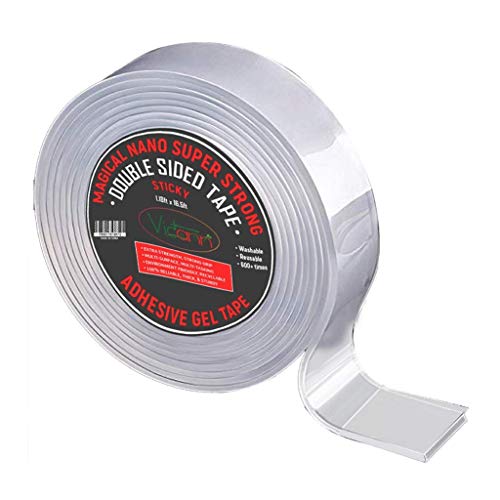 Reusable Washable Nano Double Sided Tape Heavy Duty Wide, Strong Adhesive Thick, Sturdy Clear Traceless 2 Sided Sticky Tape for Crafts Wall Mounting Carpet Kitchen Office Pictures Hanging 16.5ft