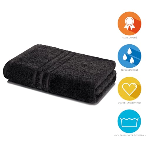 Serviette de Bain Grand Format 80x200 Noir Drap de Plage