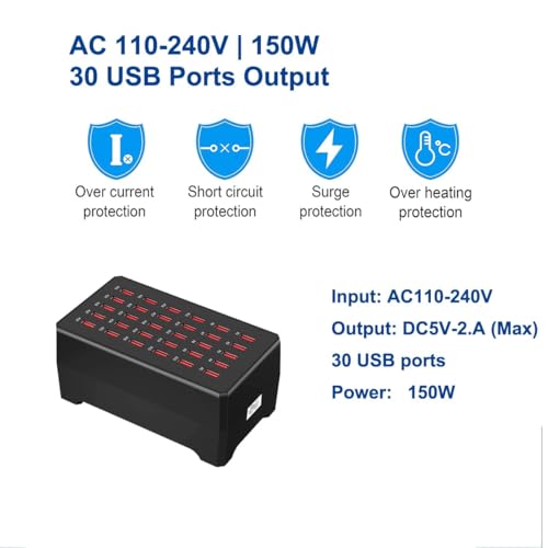 MaxLax USB Charger Station,30-Port 150W/30A Multiple USB Charging Station,Multi Ports USB Charger Charger for Smartphones,Tablets and Other USB Devices. - Image 3
