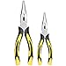 ZUZUAN Premium VISE-GRIP Long Needle Nose Pliers- 8â€ & 6â€™â€™, Paper Clamp Precision, High Carbon Steel, Soft Grip with Wire Cutter, Long Nose Cutting Pliers for Home, Fishing, Jewelry, Crafts,2pcs