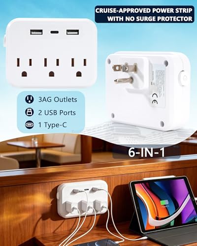 Image of Cruise Essentials 2026, Cruise Must Haves Kit, Non‑Surge Protector Power Strip, Magnetic Hooks,Lanyards, Luggage Tags, Towel Bands, Waterproof Phone Pouches, Travel Essentials