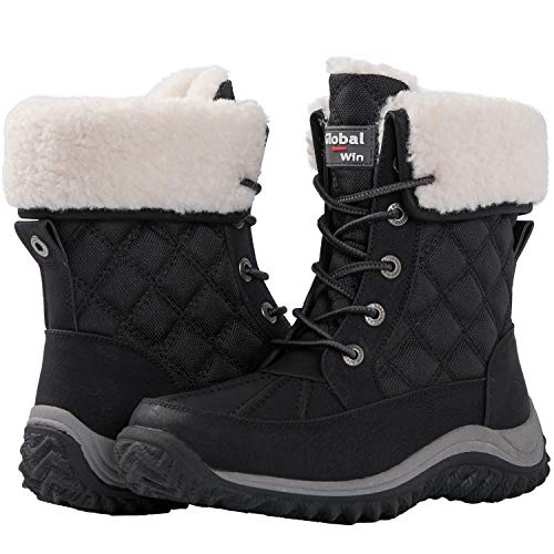 GLOBALWIN Women s 1919 Black Fleece Lined Winter Snow Boots 7.5M