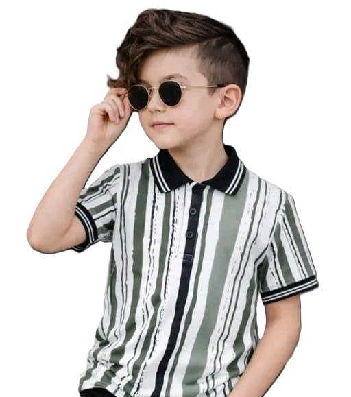 Boys Polo Neck Striped T Shirt Ribbed Collar Cotton Blend Short Sleeve Casual Comfortable Smart Daily Outfit - Review, Price and Buying Guide