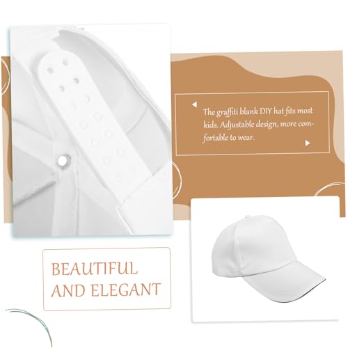 DOITOOL DIY Blank Peaked Hat for Boy Girl Graffiti Cap Soft Cotton Design for Art Projects Outdoor Activities and Creative Fun White2