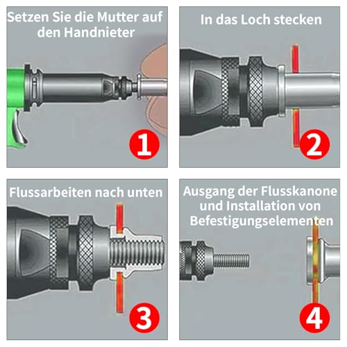 Wjelet 100 Stück Nietmuttern M8, Edelstahl A2 V2A Hülsenmutter, Blindnietmuttern, Flachkopf-Gewindeeinsätze, Einnietmuttern für Metall,Stahl,Glasfaser,Kunststoff