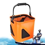ライブベイトバケツ, ポータブル折りたたみ式フィッシングバスケット, 海水・淡水用フィッシングギア トラウト パイク クラッピー対応