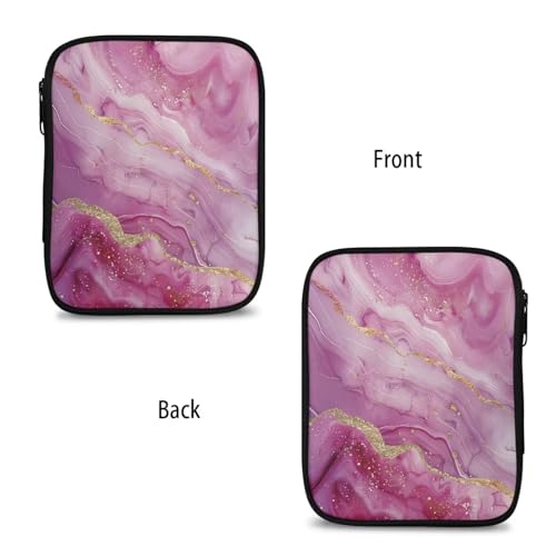 Image of Crochet Hook Case Pink Marble Crochet Hook Holder Portable Crochet Hook Storage Bag with Web Pockets Suitable for Crochet Needles /Knitting Accessories
