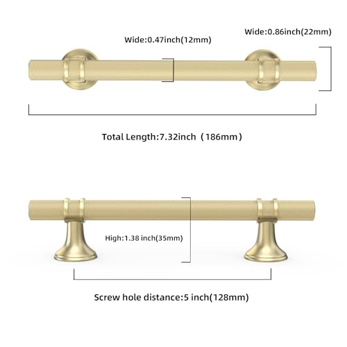 KOMOTIA 10 Pack 5 Inch Brushed Gold Kitchen Cabinet Handles - image 2