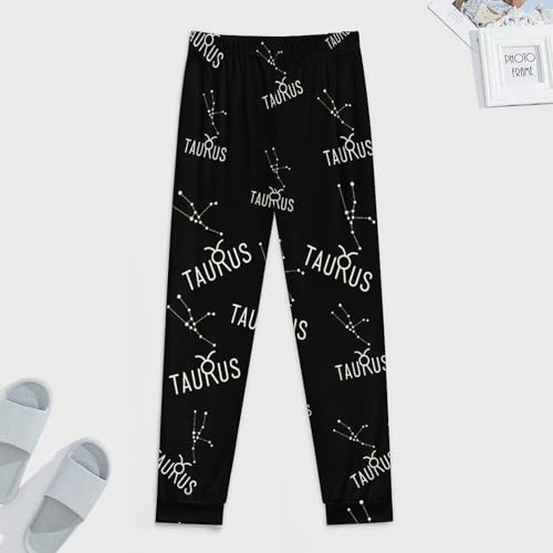 Taurus Constellation Soft Mens Pajama Pants Sleepwear Warm Lounge Sleep PJ Bottoms with Pockets3