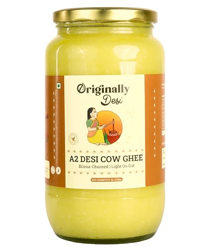 Image of Originally Desi A2 Desi Cow Ghee, 1Ltr| Traditional Bilona Hand-Churned | Cultured Ghee | Cow Milk Ghee | Free Grazed Desi Cows | Pure Desi Cow Ghee | Cow Ghee | Preservatives Free