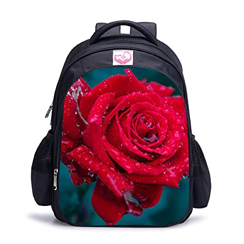 Sac à dos imprimé 3D fleur 16 pouces pour école et loisirs